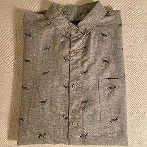 Molokai Surf Co. Men's Short Sleeve Button Up Shirt Gray Zebra Print L Beach.